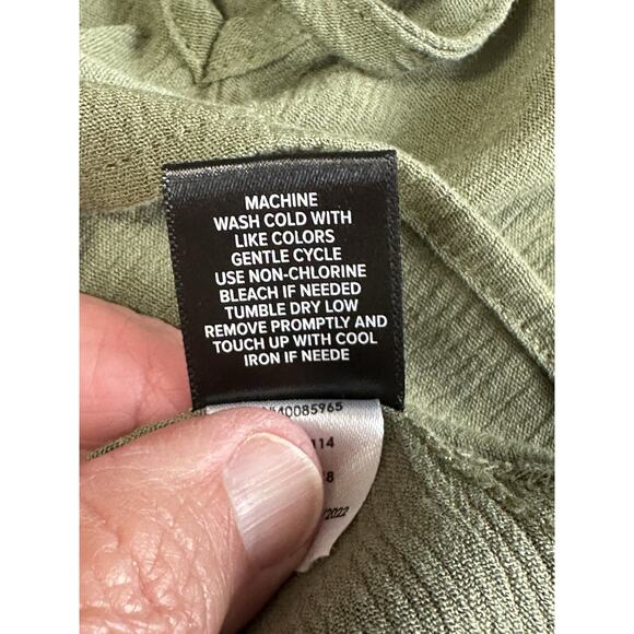 Torrid Women Tunic size 1 Ruched Green 3/4 Sleeve Tie Neck Pullover Lightweight - Picture 11 of 13